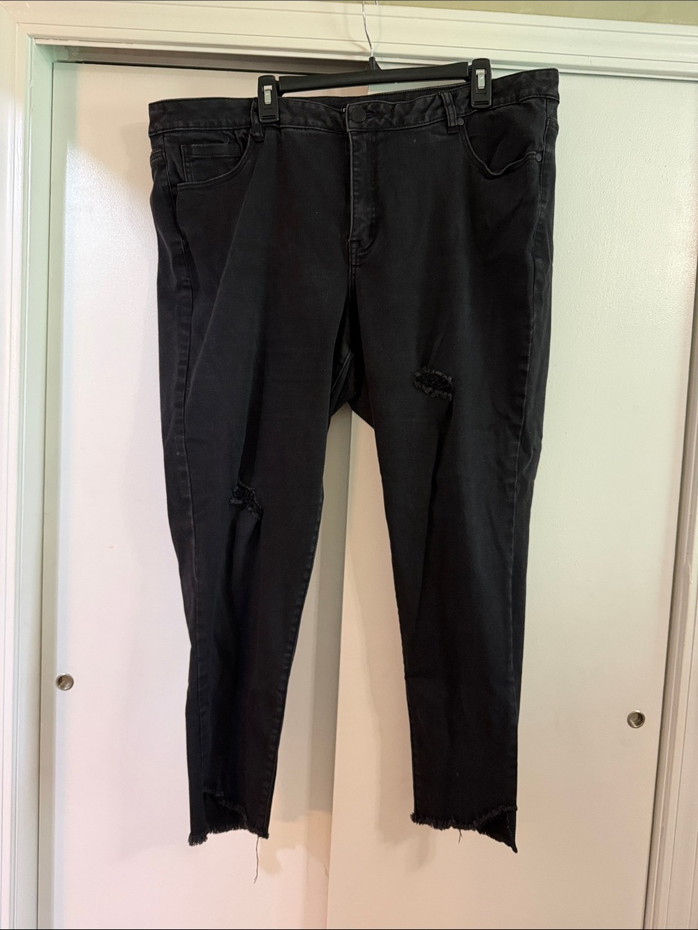 Lane Bryant Black Ankle Crop Distressed Jeans